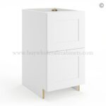 Frameless Modern White Shaker Base Cabinet - 2 Drawer