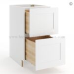 Frameless Modern White Shaker Base Cabinet - 2 Drawer - Image 2