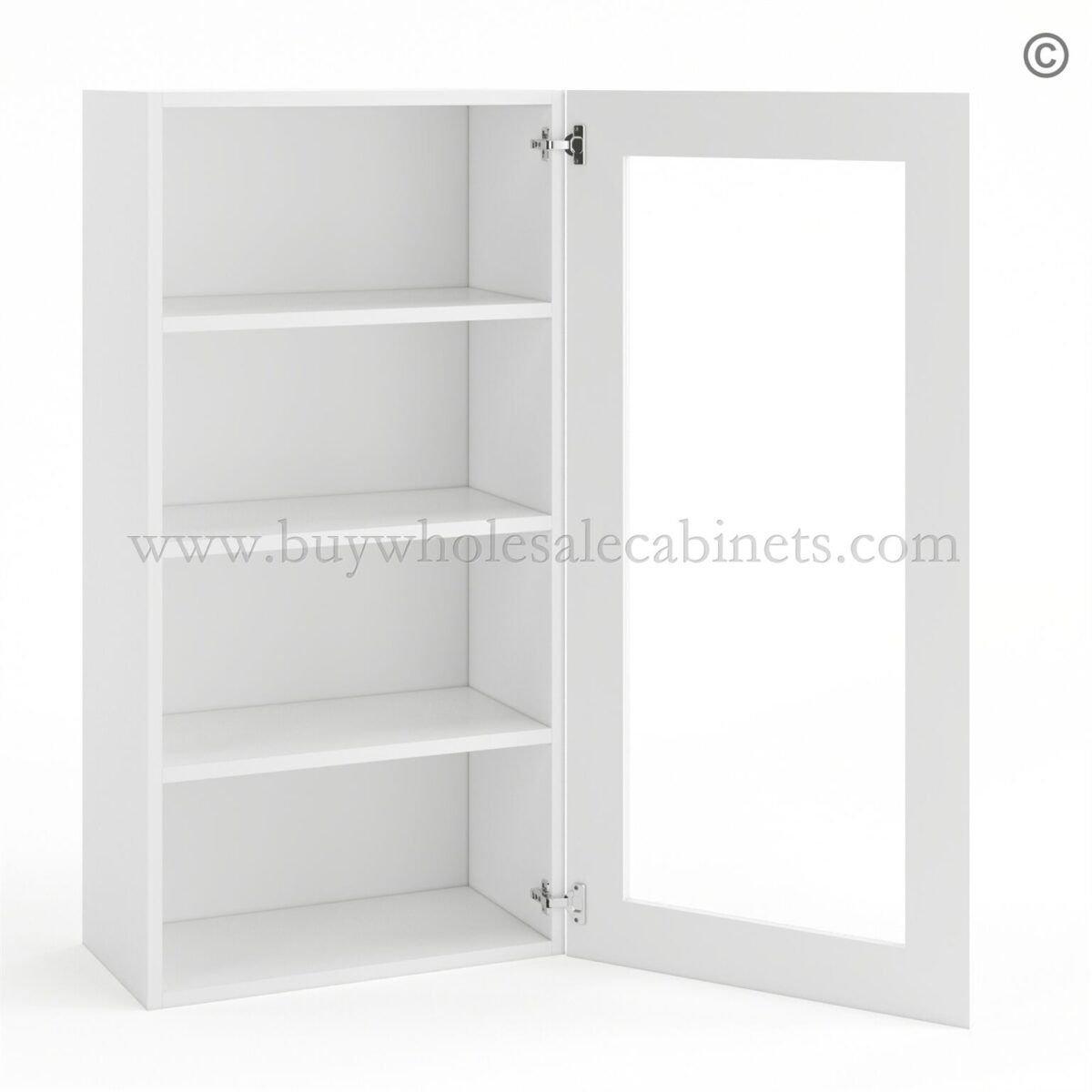 Frameless Modern White Shaker Wall Mullion Door - 1 Door 3 Shelves - Glass And Clips Not Included. - Image 2