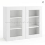 Frameless Modern White Shaker Wall Mullion Door 30"H - 2 Door 2 Shelves - Glass And Clips Not Included.