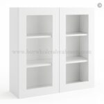 Frameless Modern White Shaker Wall Mullion Door 36"H - 2 Door 2 Shelves - Glass And Clips Not Included.