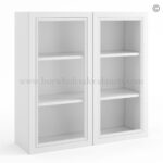 Frameless White Deco Wall Mullion Door 36"H - 2 Door 2 Shelves - Glass And Clips Not Included.