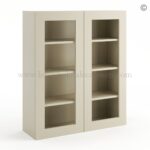 Frameless Ivory White Wall Mullion Door 42"H - 2 Door 3 Shelves - Glass And Clips Not Included.