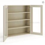 Frameless Ivory White Wall Mullion Door 42"H - 2 Door 3 Shelves - Glass And Clips Not Included. - Image 2