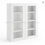 Frameless Modern White Shaker Wall Mullion Door 42"H - 2 Door 3 Shelves - Glass And Clips Not Included.