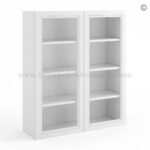 Frameless White Deco Wall Mullion Door 42"H - 2 Door 3 Shelves - Glass And Clips Not Included.