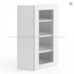 Frameless Modern White Shaker Wall Diagonal Mullion Door - 1 Door 3 Shelves - No Glass