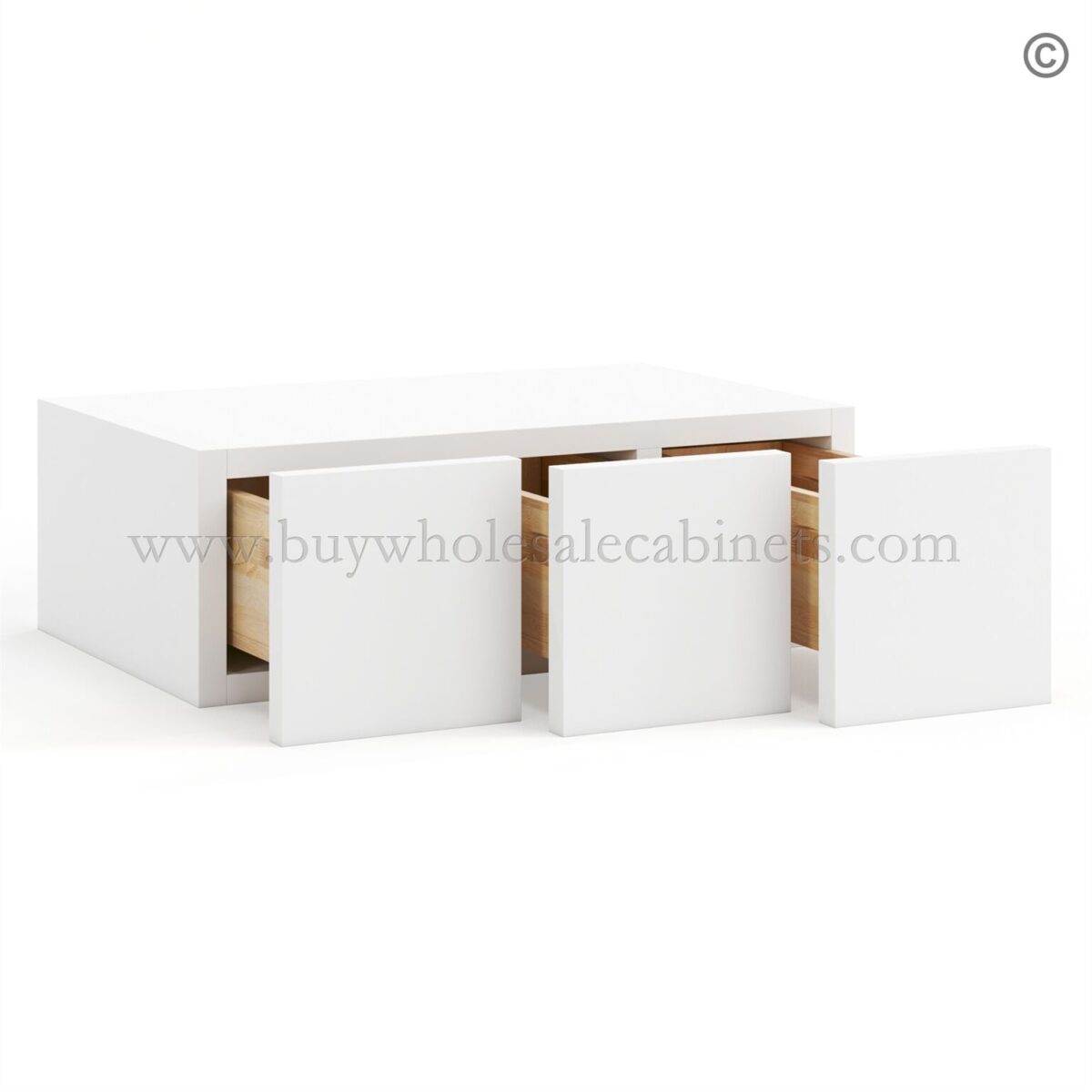 Frameless Modern White Shaker Wall Small Drawers - 3 Drawers - Image 2