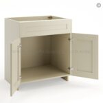 Frameless Ivory White Sink Base Cabinet - 2 Doors & 1 False Drawer - Image 2
