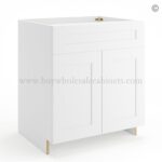 Frameless Modern White Shaker Sink Base Cabinet - 2 Doors & 1 False Drawer
