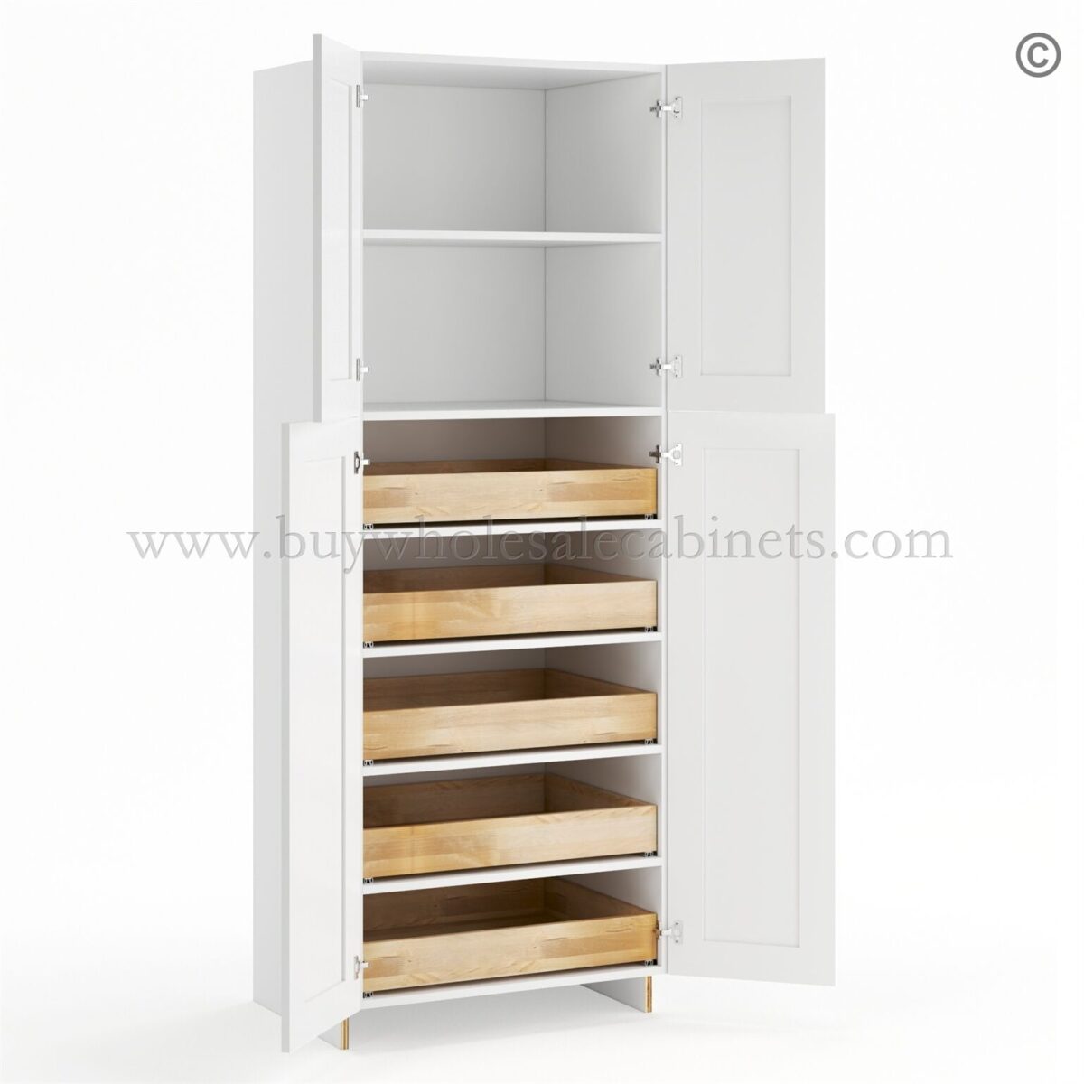 Frameless Modern White Shaker Roll Out Tray - (Included Full Extension Track) - Image 3