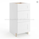 Frameless Modern White Shaker Vanity Base Drawer Cabinet - 3 Drawers