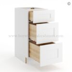 Frameless Modern White Shaker Vanity Base Drawer Cabinet - 3 Drawers - Image 2