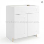 Frameless Modern White Shaker Vanity Sink Base Cabinet - 2 Doors And 1 False Drawer