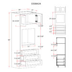 Shaker Espresso 30" W Oven Pantry Cabinet with Three Drawers - Image 3