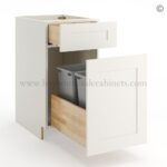 Frameless Pearl White Base Cabinet - 1 Drawer, 1 Door, 1 Shelf - Image 4