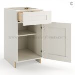 Frameless Pearl White Base Cabinet - 1 Drawer, 1 Door, 1 Shelf - Image 2