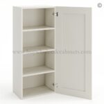 Frameless Pearl White 42" Tall Wall Cabinet - 1 Door 3 Shelves - Image 2