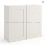 Frameless Pearl White 30" Tall Wall Cabinet - 2 Doors 2 Shelves