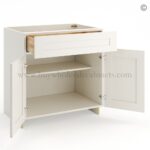 Frameless Pearl White Base Cabinet - 1 Drawer, 2 Doors, 1 Shelf - Image 2