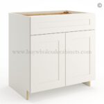 Frameless Pearl White Base Cabinet - 1 Drawer, 2 Doors, 1 Shelf