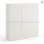 Frameless Pearl White 36" Tall Wall Cabinet - 2 Doors 2 Shelves