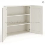 Frameless Pearl White 36" Tall Wall Cabinet - 2 Doors 2 Shelves - Image 2