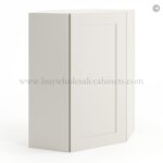 Frameless Pearl White 24" Wide Wall Diagonal Door - 1 Door 2 Shelves