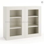 Frameless Pearl White Wall Mullion Door 30"H - 2 Door 2 Shelves - Glass And Clips Not Included.