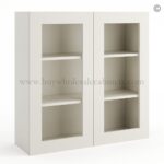Frameless Pearl White Wall Mullion Door 36"H - 2 Door 2 Shelves - Glass And Clips Not Included.