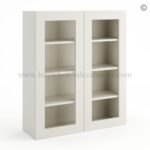 Frameless Pearl White Wall Mullion Door 42"H - 2 Door 3 Shelves - Glass And Clips Not Included.
