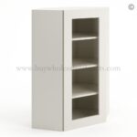 Frameless Pearl White Wall Diagonal Mullion Door - 1 Door 3 Shelves - No Glass