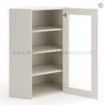 Frameless Pearl White Wall Diagonal Mullion Door - 1 Door 3 Shelves - No Glass - Image 2