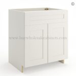 Frameless Pearl White Sink Base Cabinet - 2 Doors & 1 False Drawer