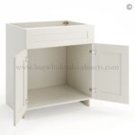 Frameless Pearl White Sink Base Cabinet - 2 Doors & 1 False Drawer - Image 2