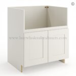 Frameless Pearl White Farm Sink Base Cabinet - 2 Doors