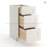 Frameless Pearl White Vanity Base Drawer Cabinet - 3 Drawers - Image 2