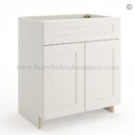 Frameless Pearl White Vanity Sink Base Cabinet - 2 Doors And 1 False Drawer