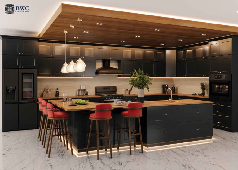 Black L Shaped Kitchen Island
