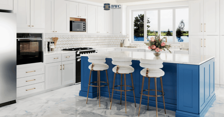 two-tone kitchen cabinets navy blue and white shaker
