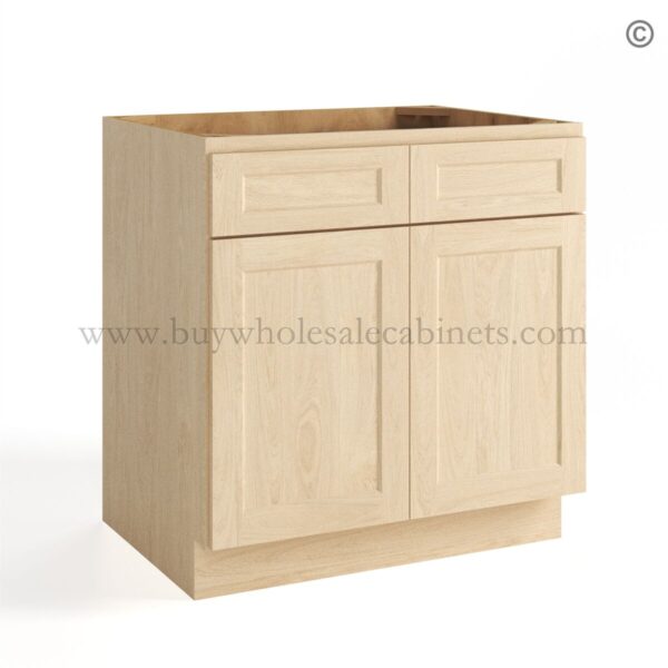 30 unfinished shaker closed base cabinet two doors two drawer b36