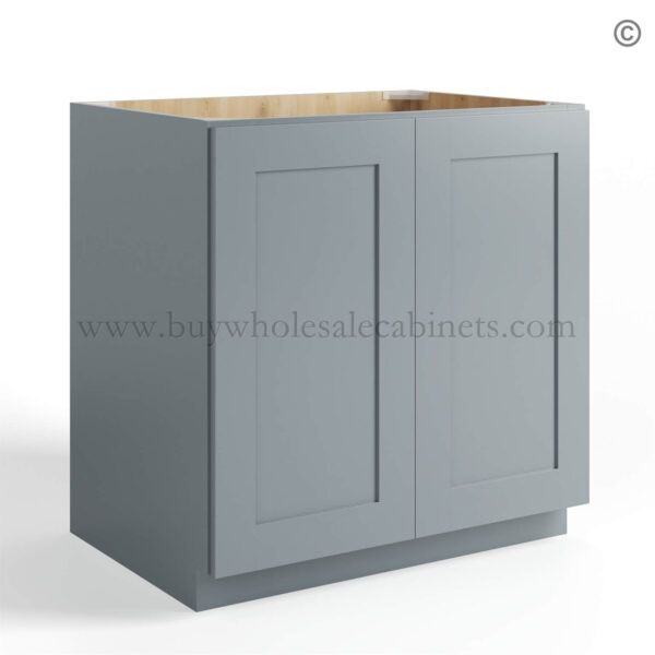 47 shaker gray base cabinet full height double door closed