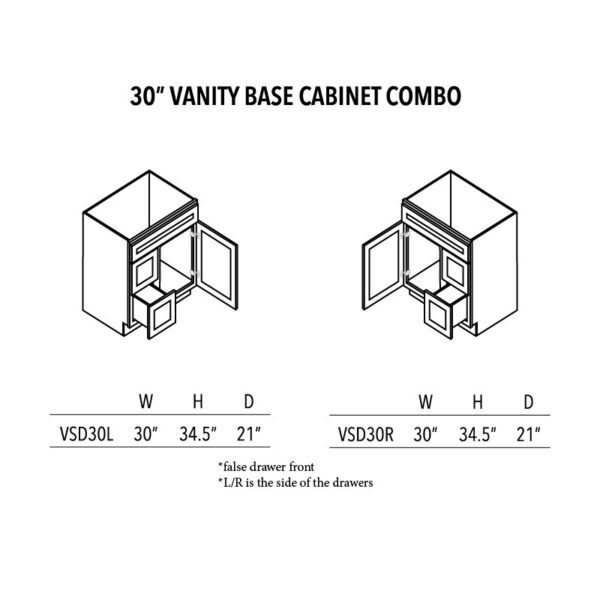 AVC 30 vanity Base Cabinet Combo
