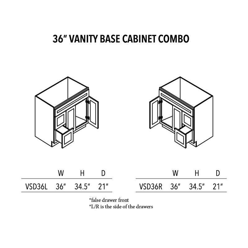 AVC 36 Vanity Base Cabinet Combo