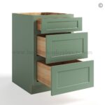 Jade Green Shaker Three Drawers Base Cabinet - Image 2