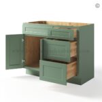 Jade Green Shaker 42" Vanity Base Cabinet Combo - Image 2