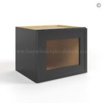 Slim Black Shaker 12"W Single Door Wall Cabinet with Wall Glass Door