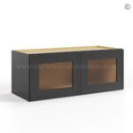 Slim Black Shaker 24"W Double Door Wall Cabinet with Glass Doors