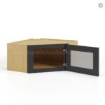 Slim Black Shaker Diagonal Corner Wall Shelf with Glass Door - Image 3