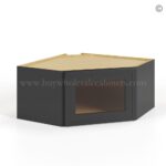 Slim Black Shaker Diagonal Corner Wall Shelf with Glass Door